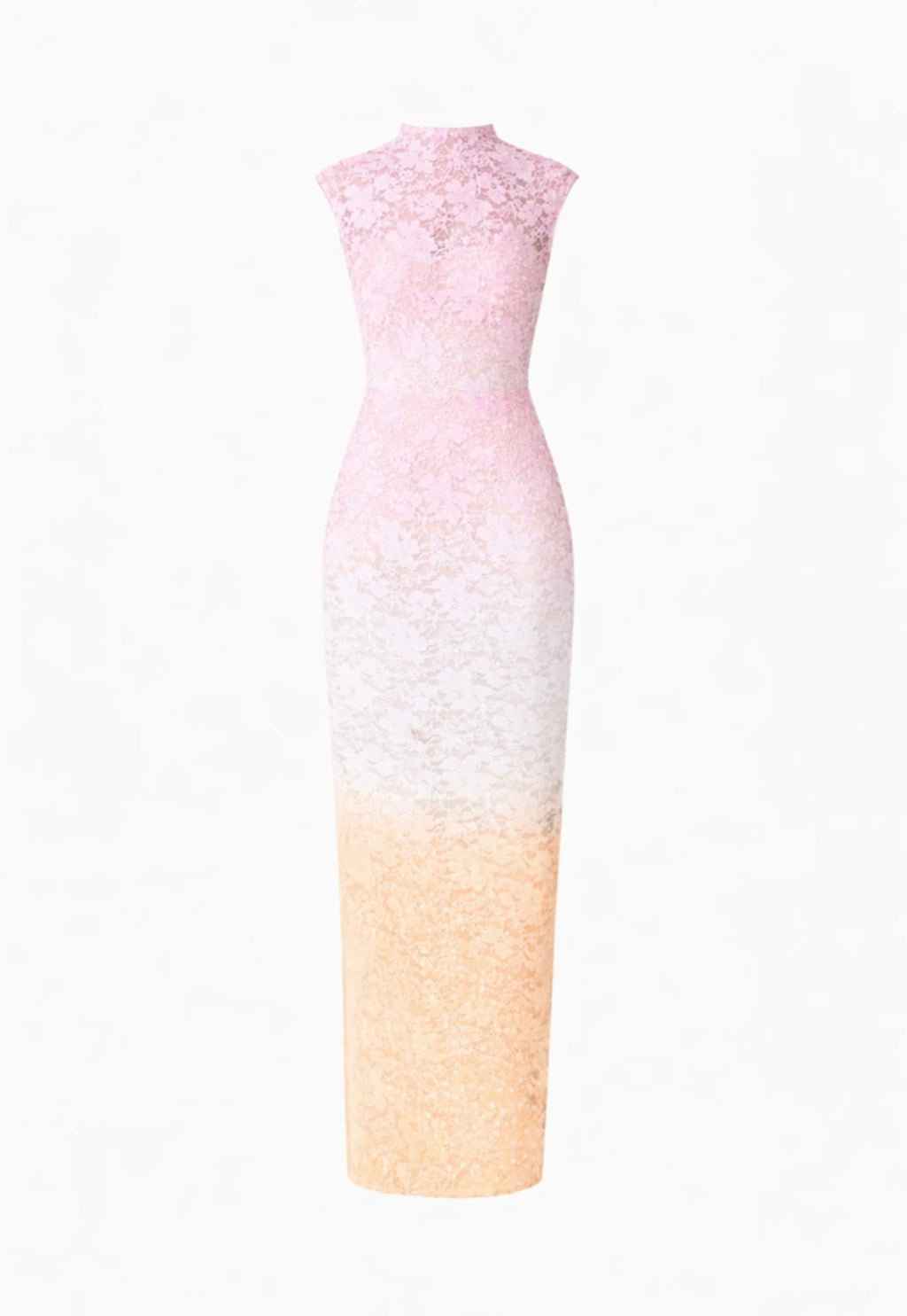 Pink Ombre Sequin Lace Floor-Length Gown