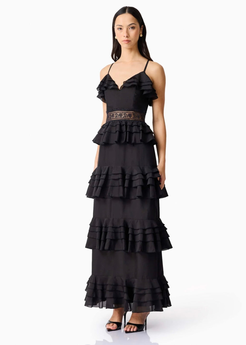 Black V-Tiered Organza