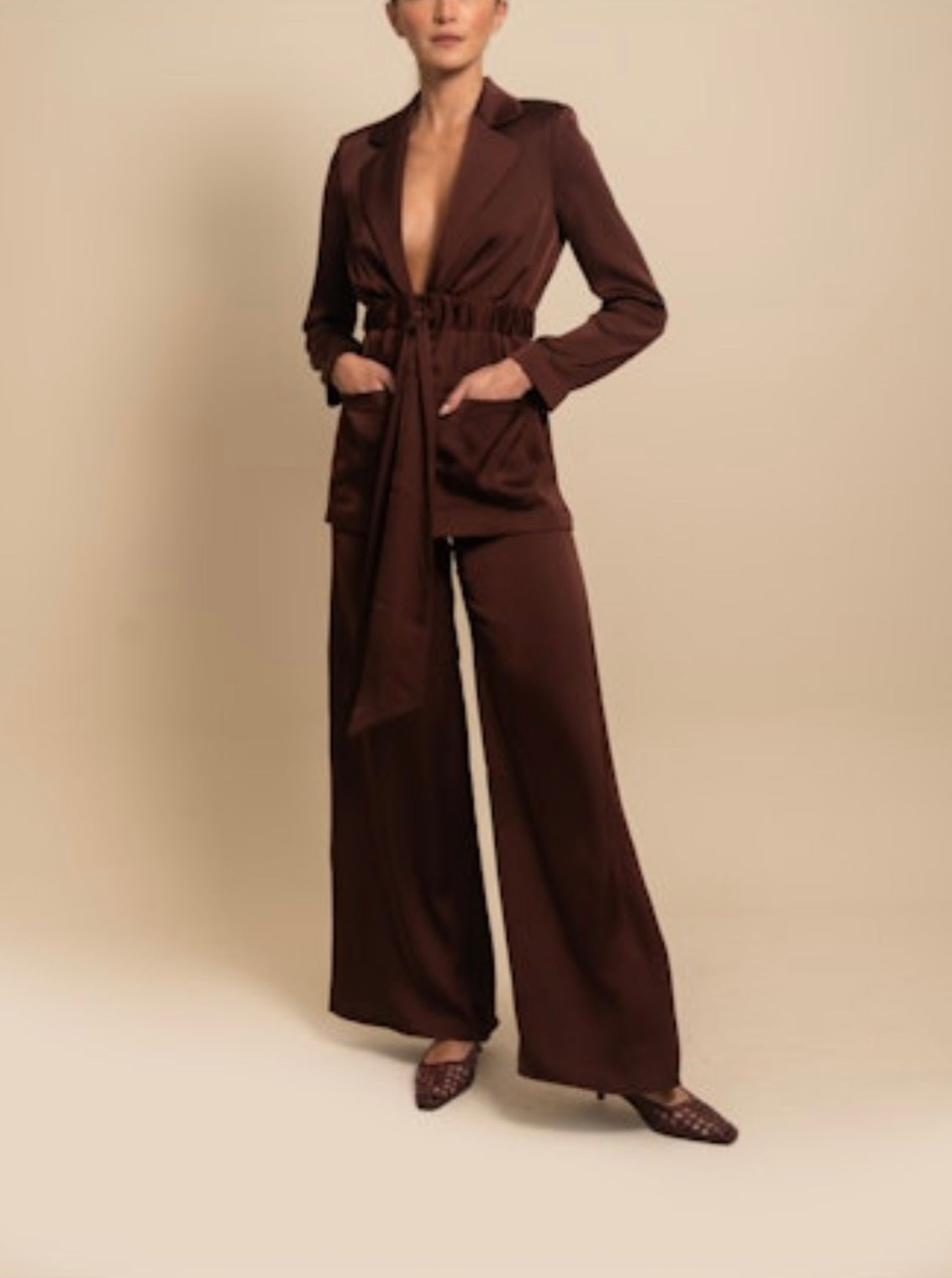 Luxe Satin High-Rise Wide-Leg Pants