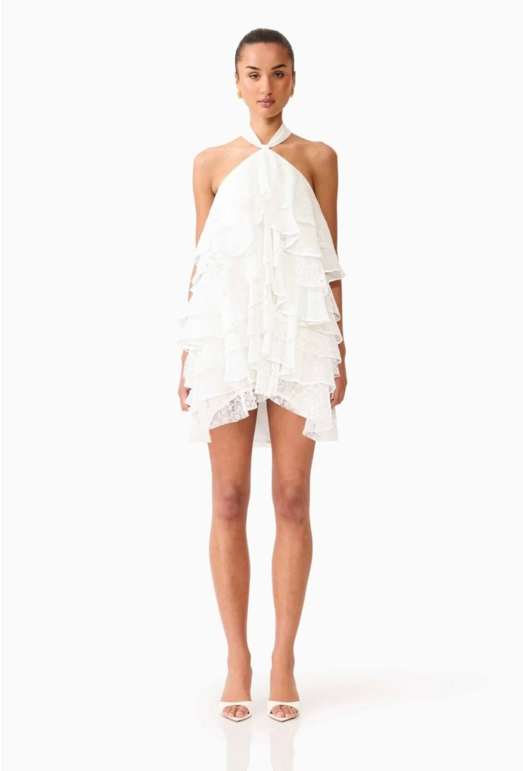 White Halter Ruffle