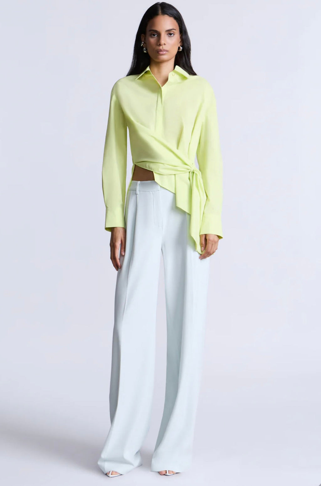 Cotton-Polyester Classic-Collar Wrap Shirt