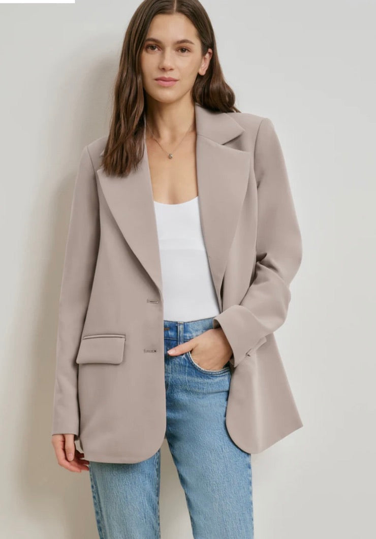 ‌Soft Taupe Covered Button Blazer