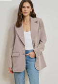 ‌Soft Taupe Covered Button Blazer