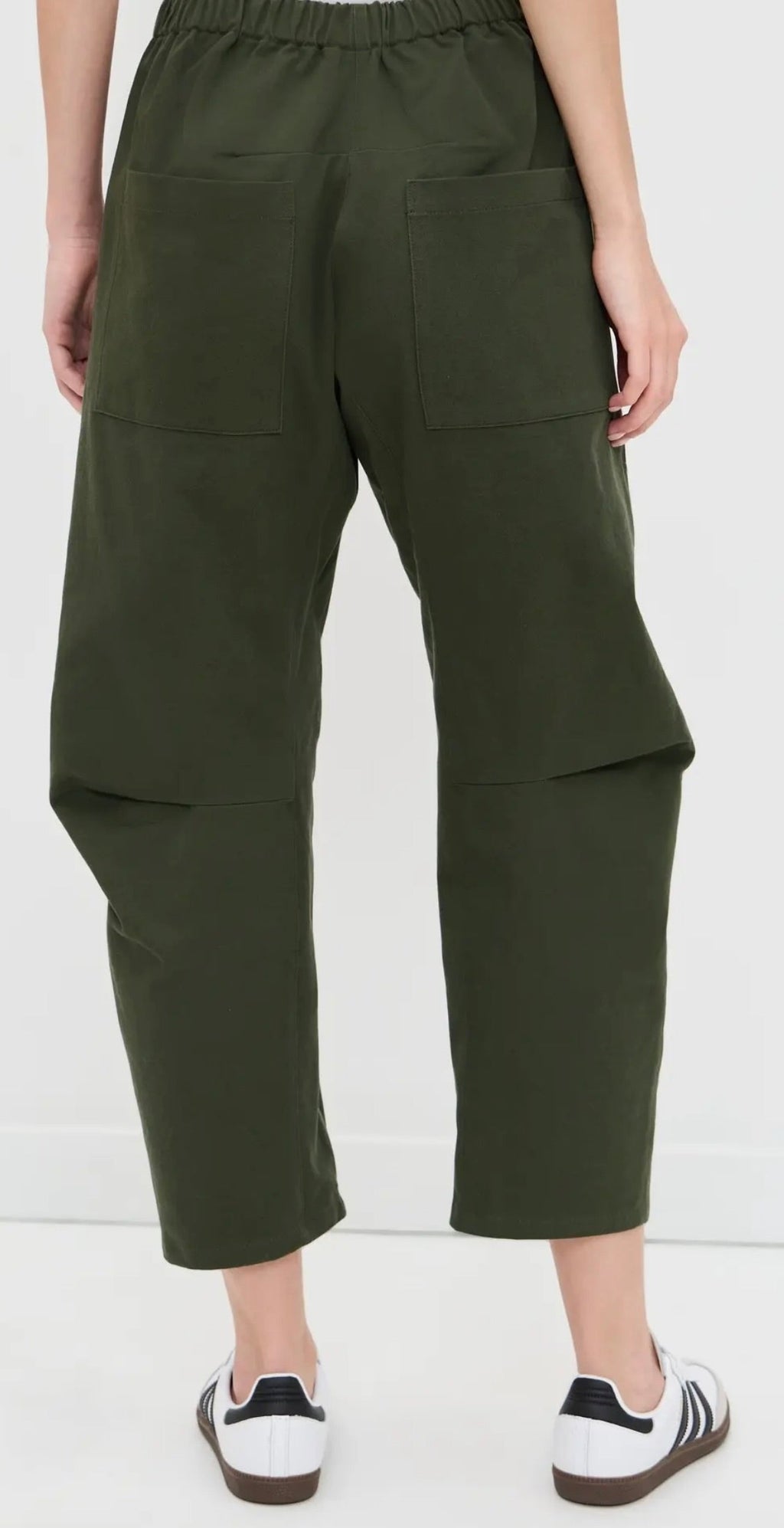 Olive Mid-Rise Elastic Waist Cropped Pants