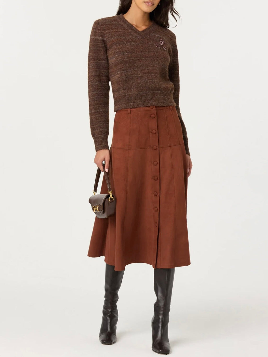 Heritage-Inspired Tailored Elegance Midi Skirt