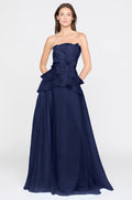 Strapless A-Line Fully-Lined Organza Gown