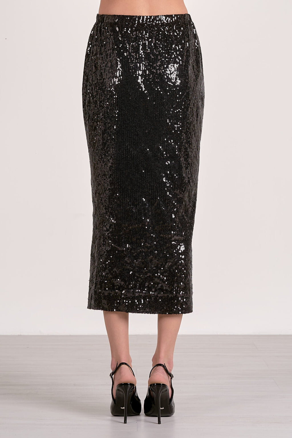 Black Mid-Rise Sequin Maxi