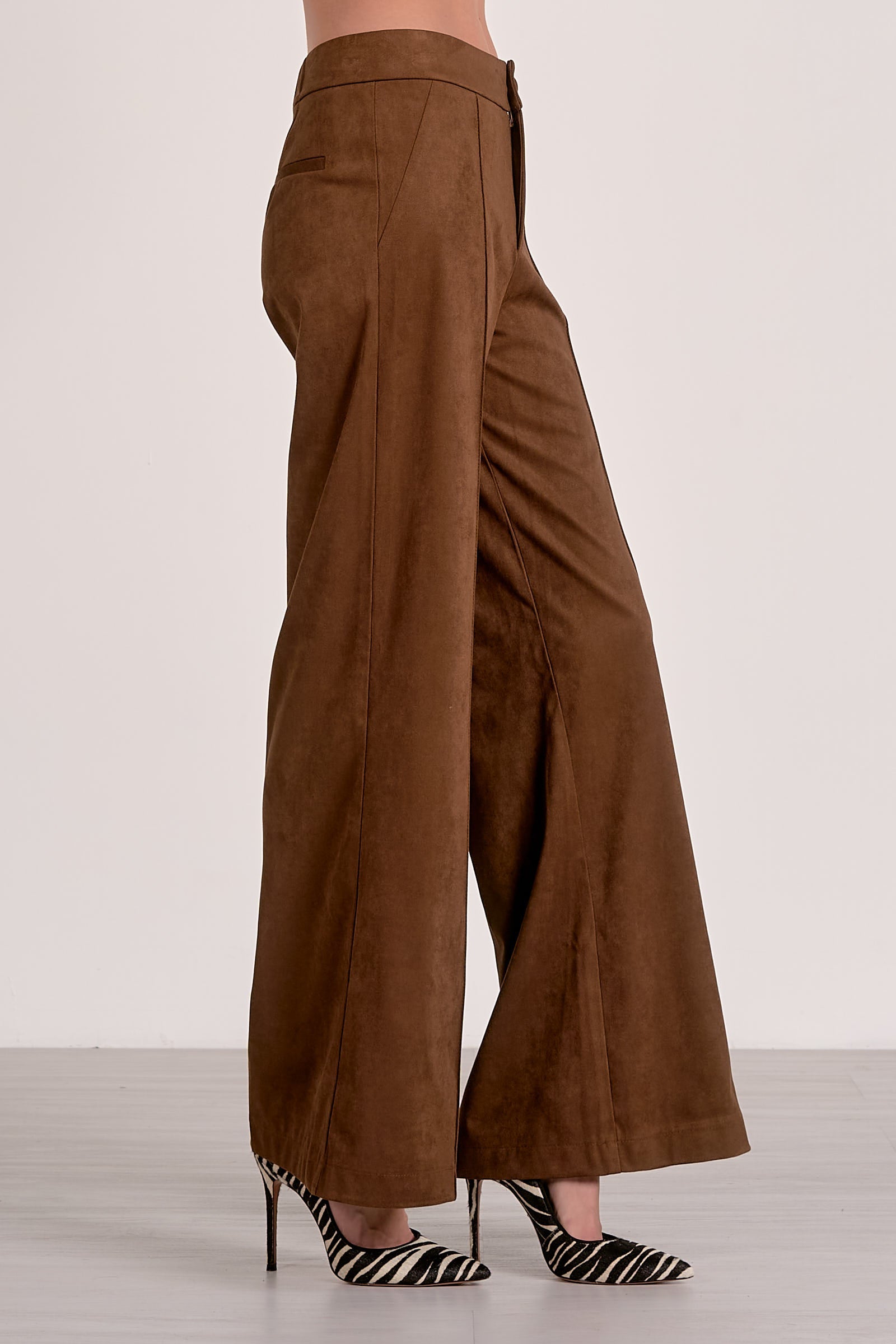 ‌High-Waist Draped Faux Suede