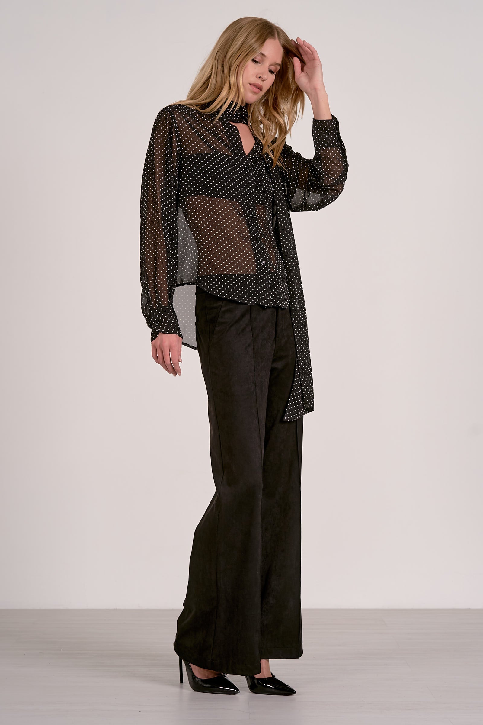 High-Waist Structured Wide-Leg Trousers