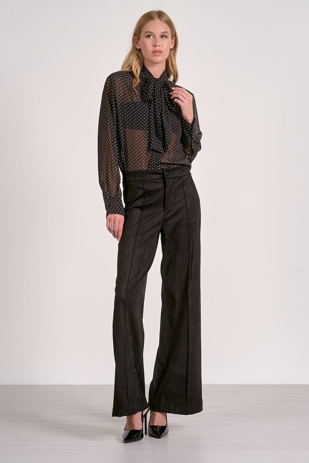 High-Waist Structured Wide-Leg Trousers