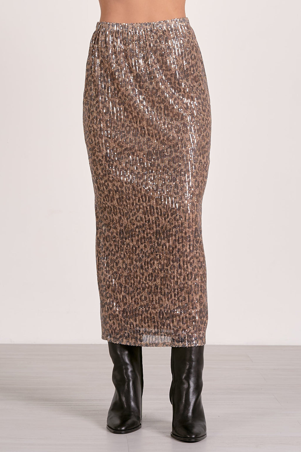 Sequined Stretch Sheath Skirt