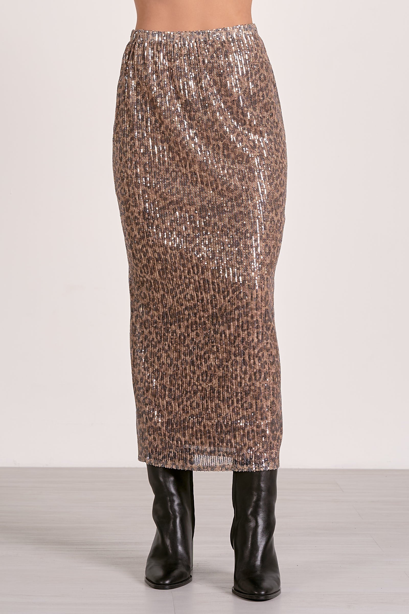 Sequined Stretch Sheath Skirt