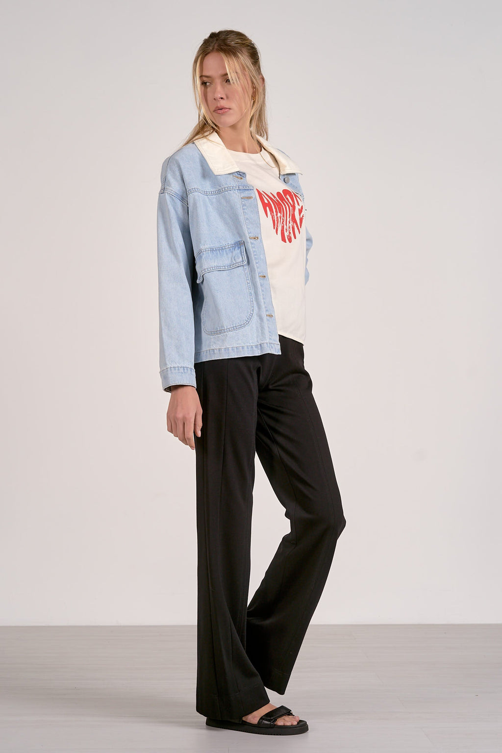 Light Blue Boxed Cotton Jacket