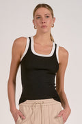 Black White Contrast Trim Tank