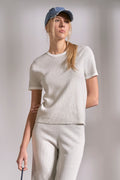 ‌Grey White Contrast Trim Top