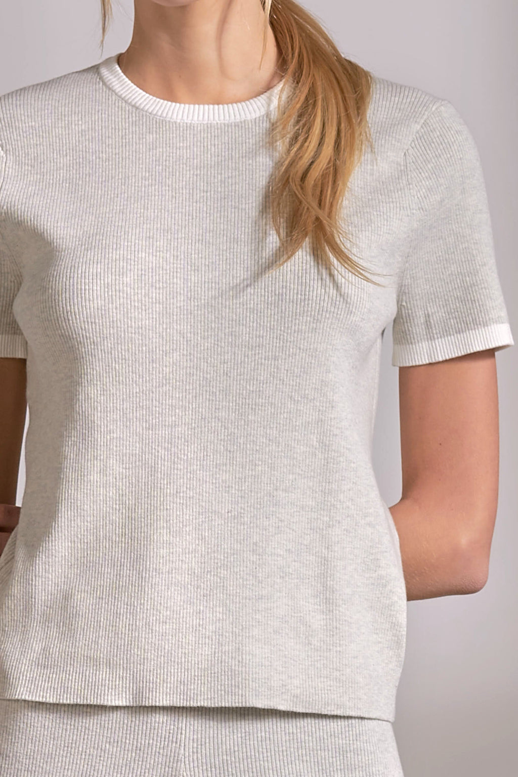 ‌Grey White Contrast Trim Top