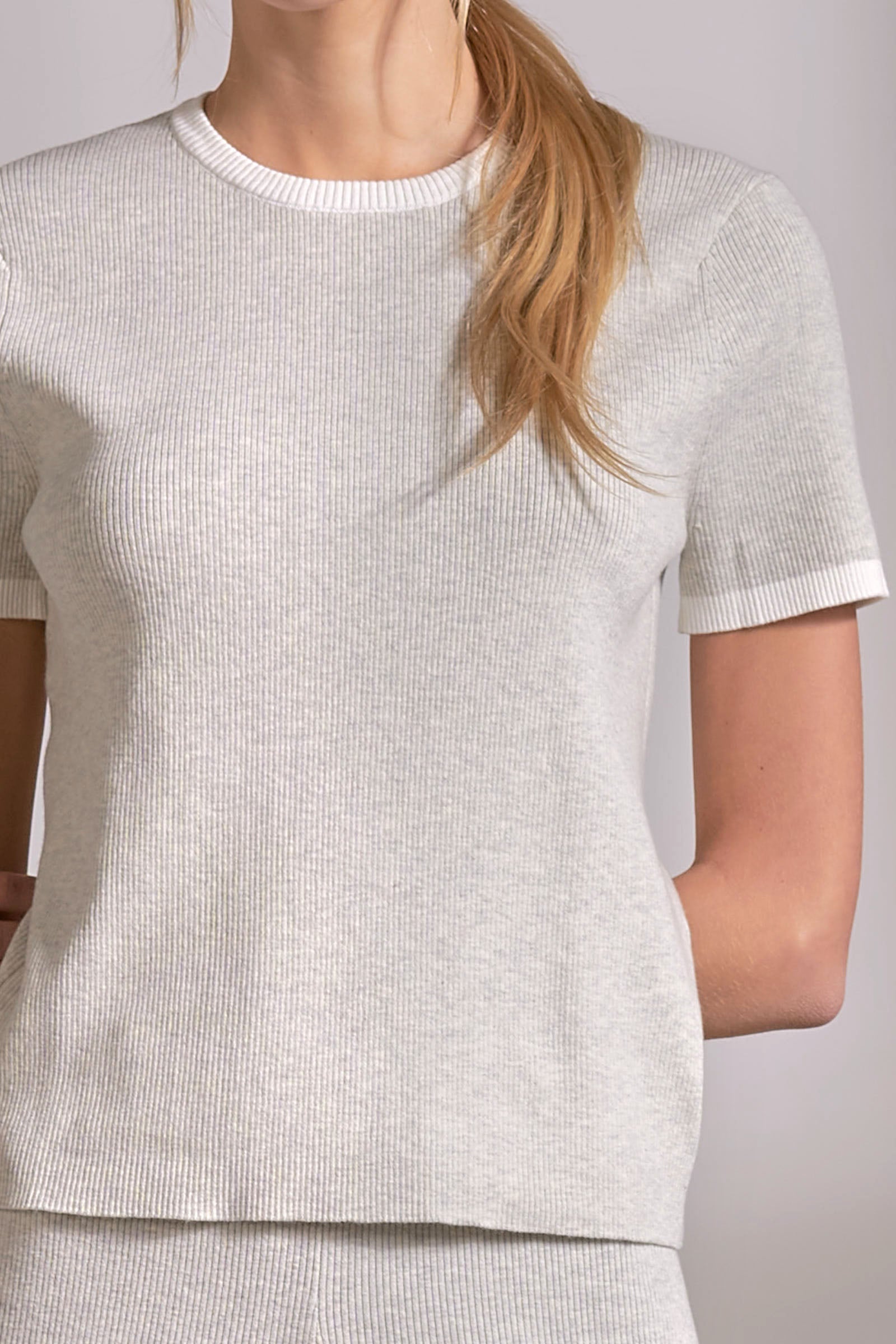 ‌Grey White Contrast Trim Top