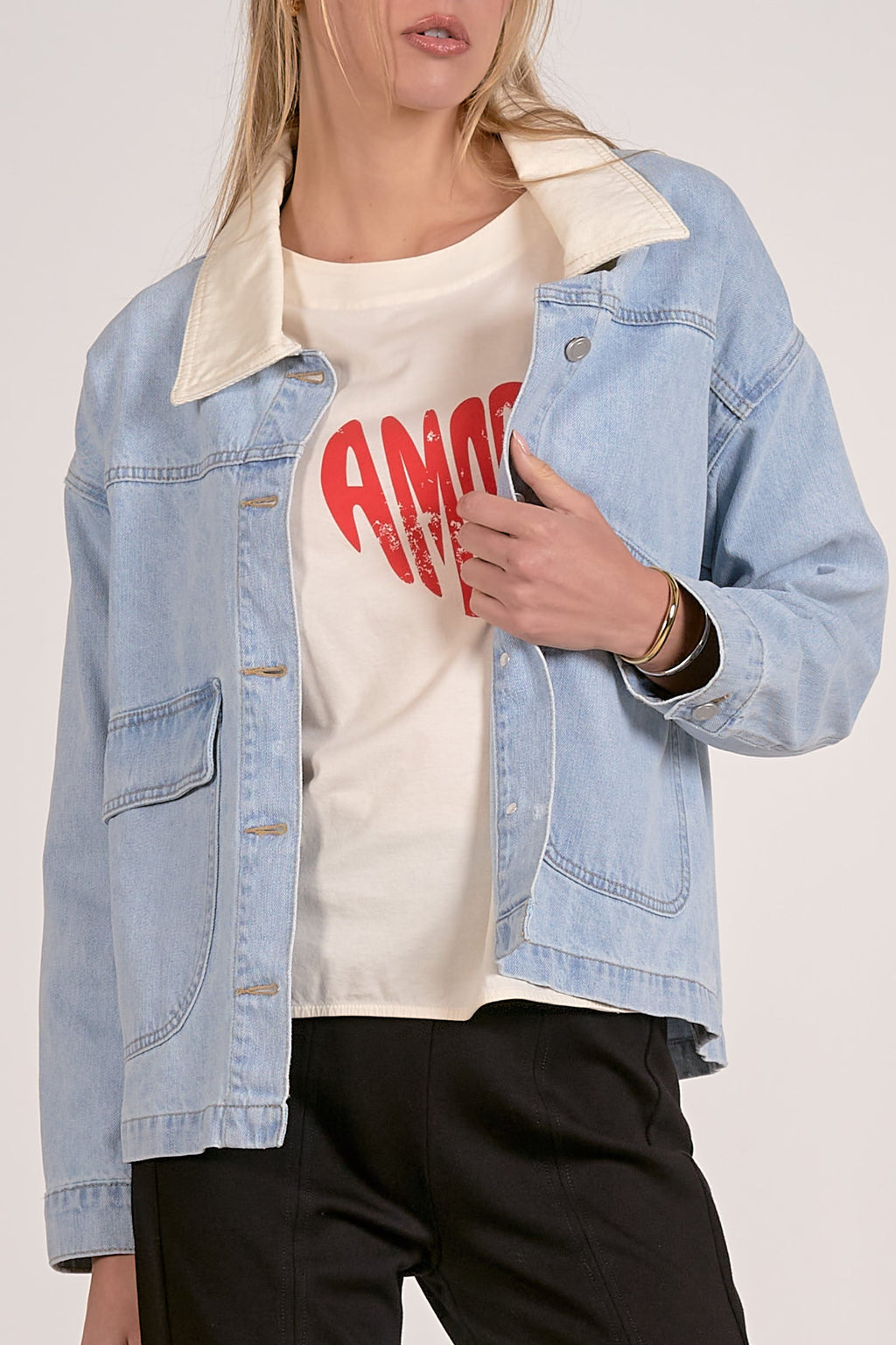 Light Blue Boxed Cotton Jacket