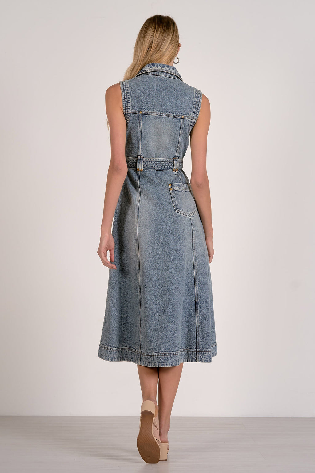 Denim Button Midi Dress