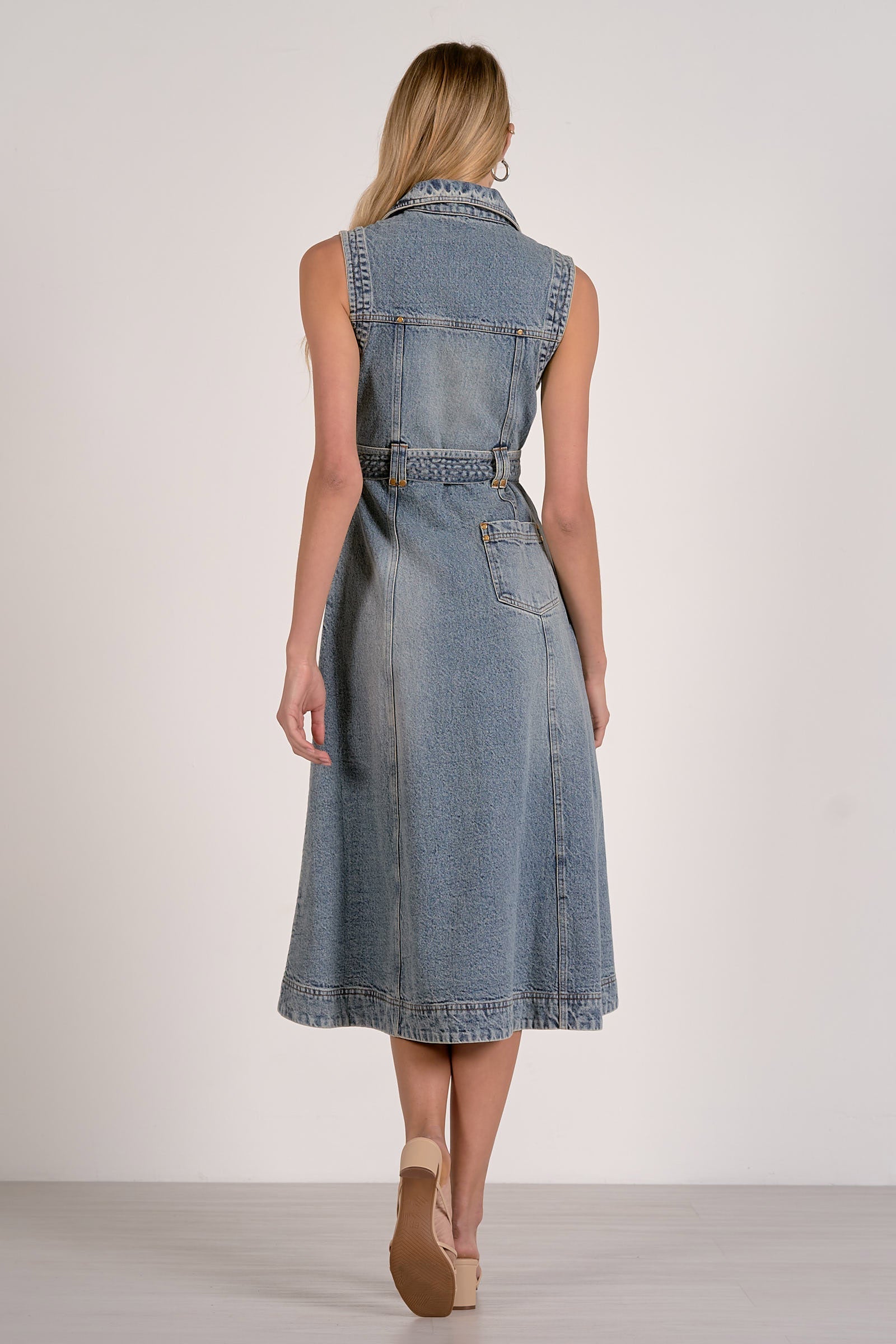 Denim Button Midi Dress
