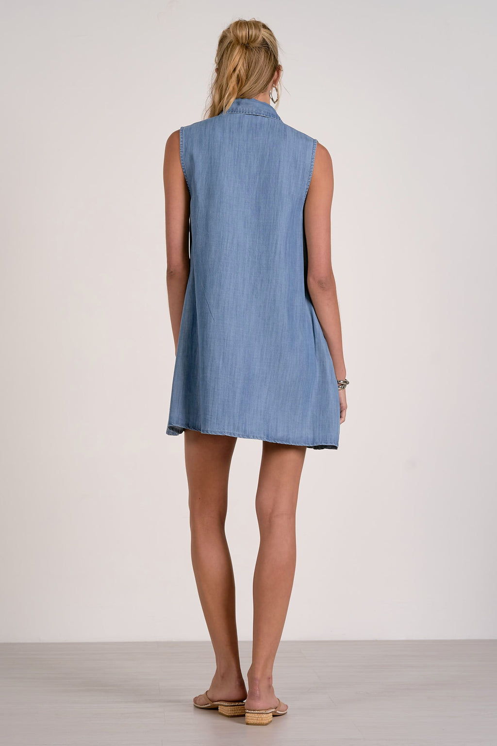 Point Collar Swing Embroidered Dress
