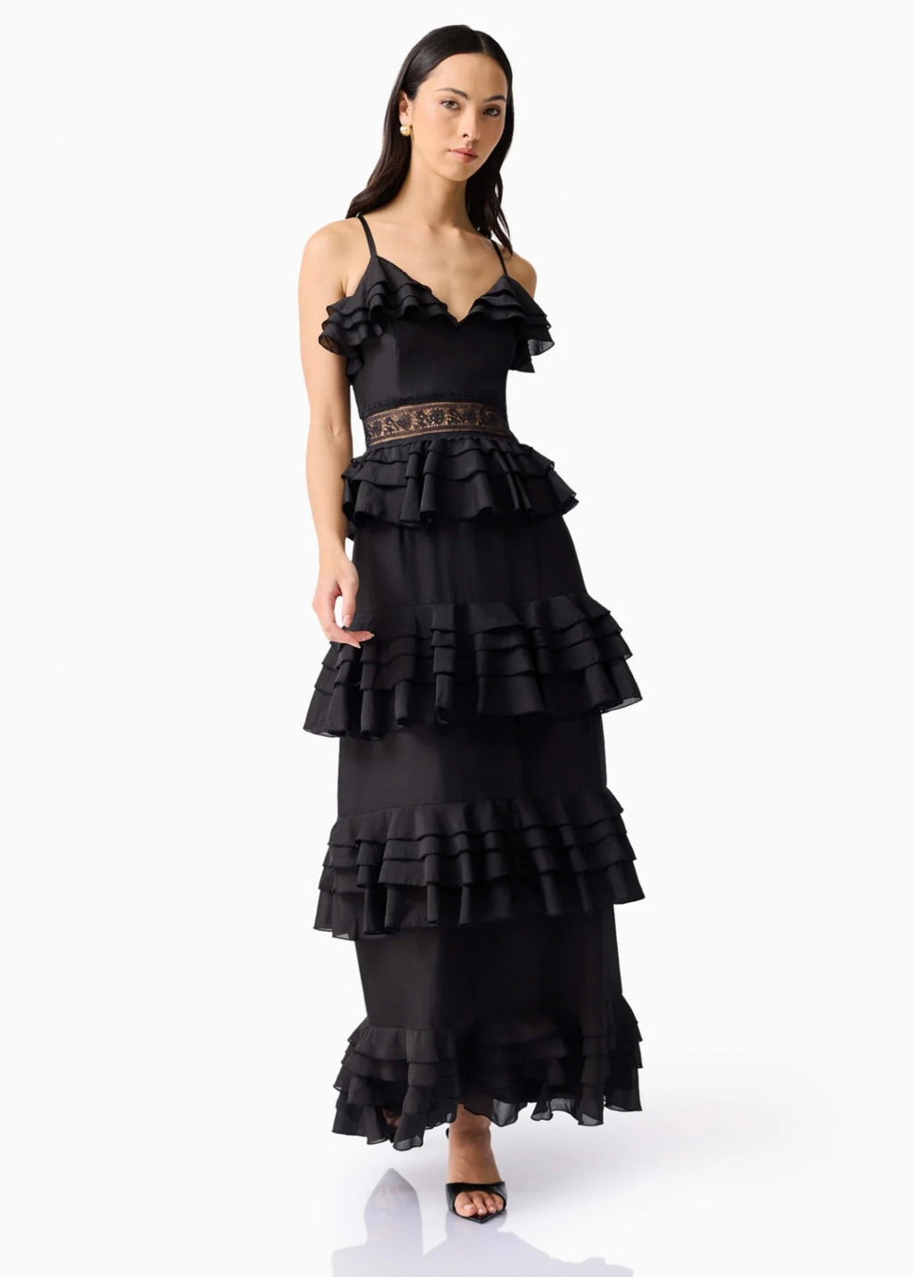 Black V-Tiered Organza