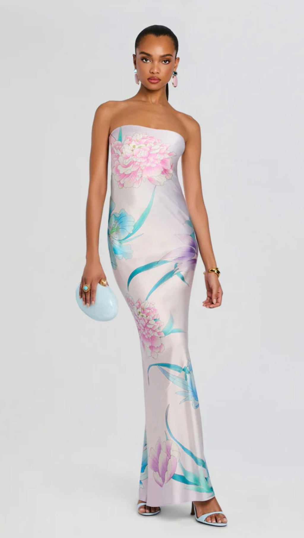 Beija Flor Strapless Silk Dress