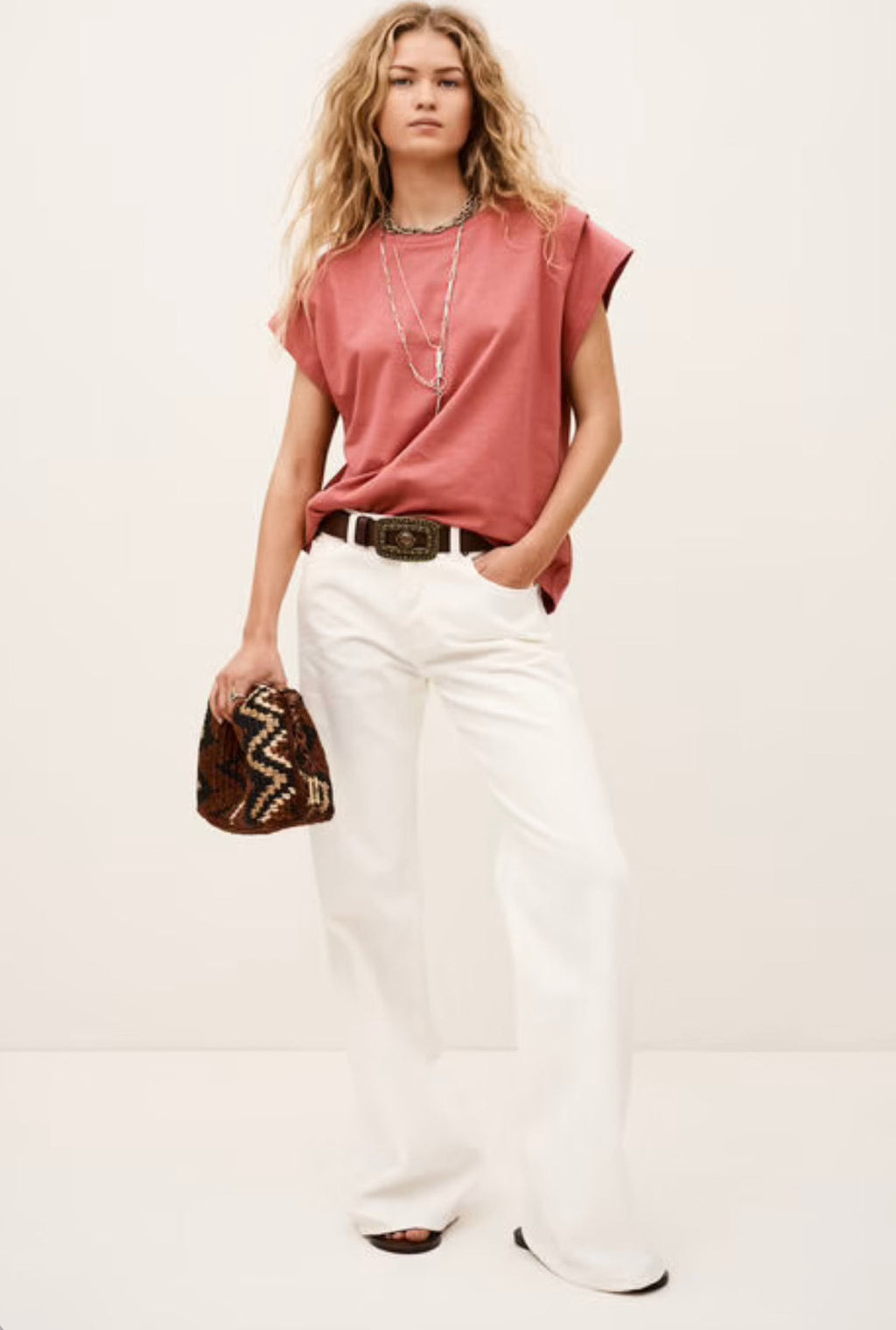 ‌Blush Tiered Shoulder T-Shirt
