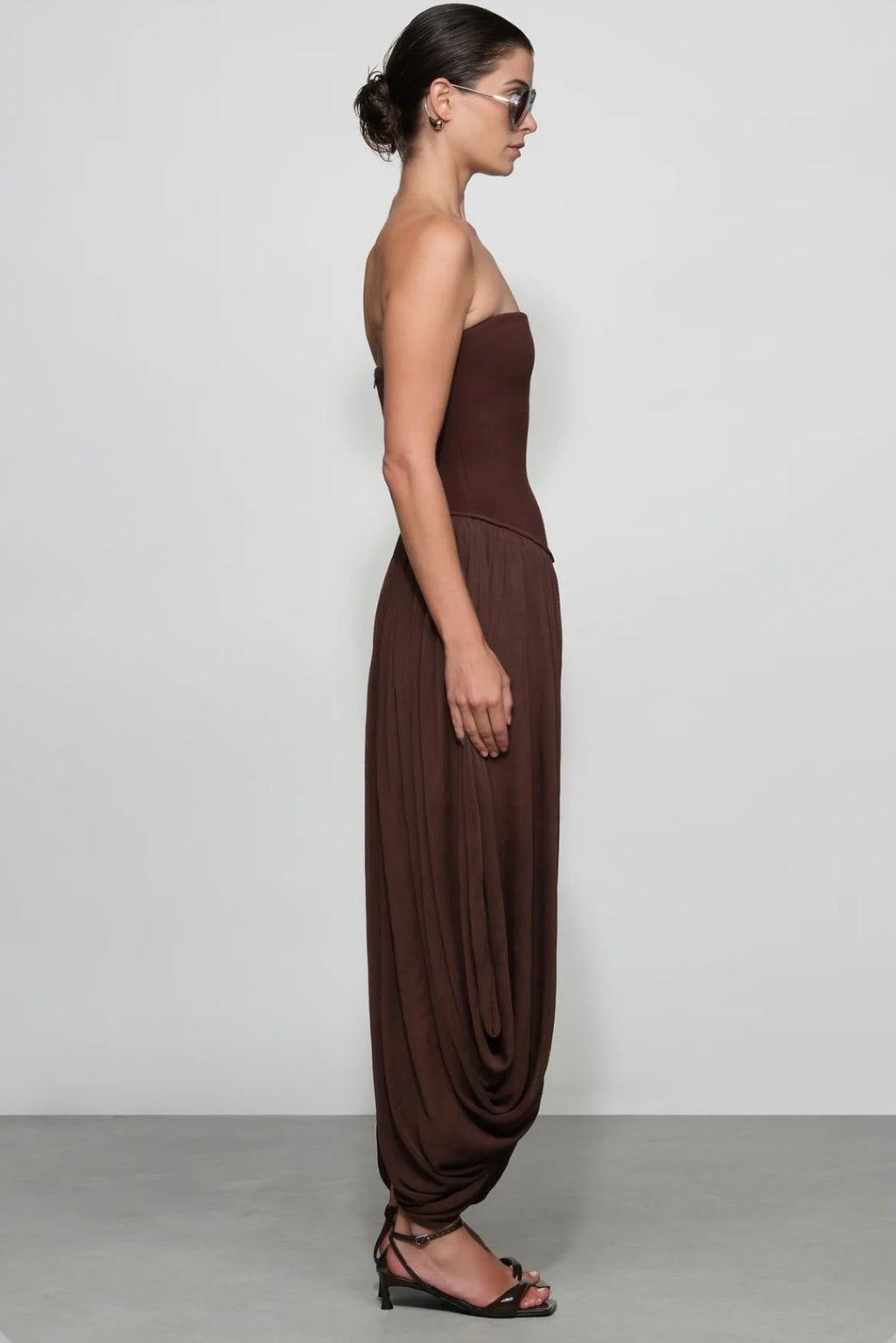 Strapless Draped Rayon One-Piece