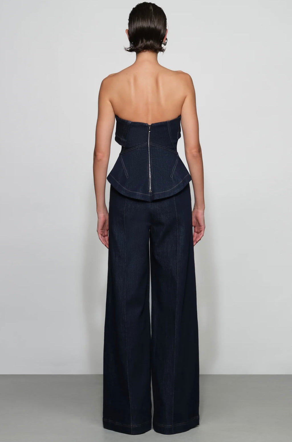 ‌Strapless Corset Denim One-Piece
