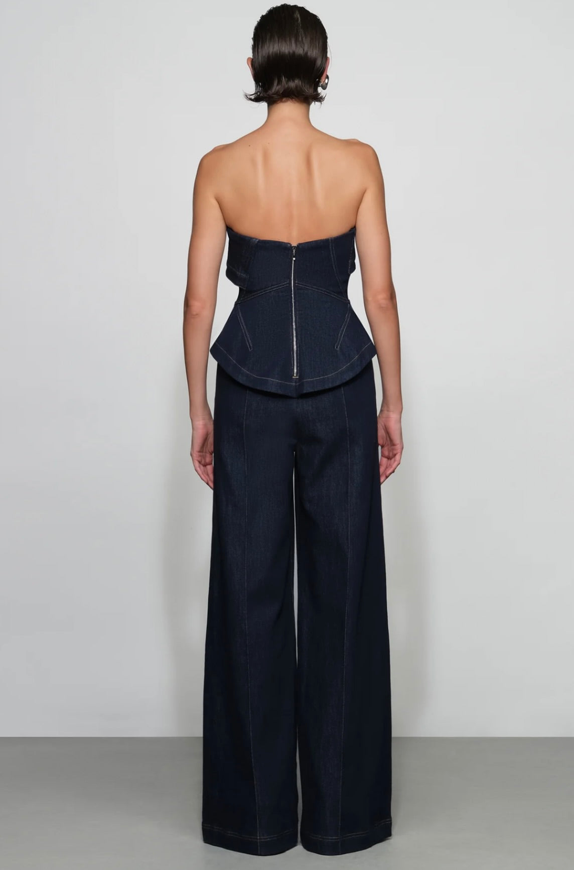 ‌Strapless Corset Denim One-Piece