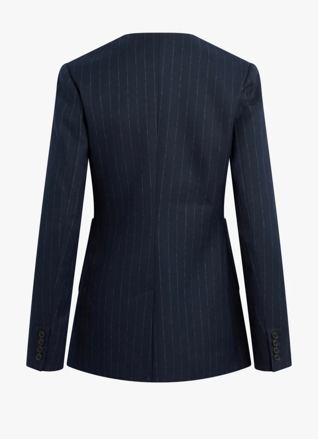‌Navy Pinstripe Sculpted Blazer