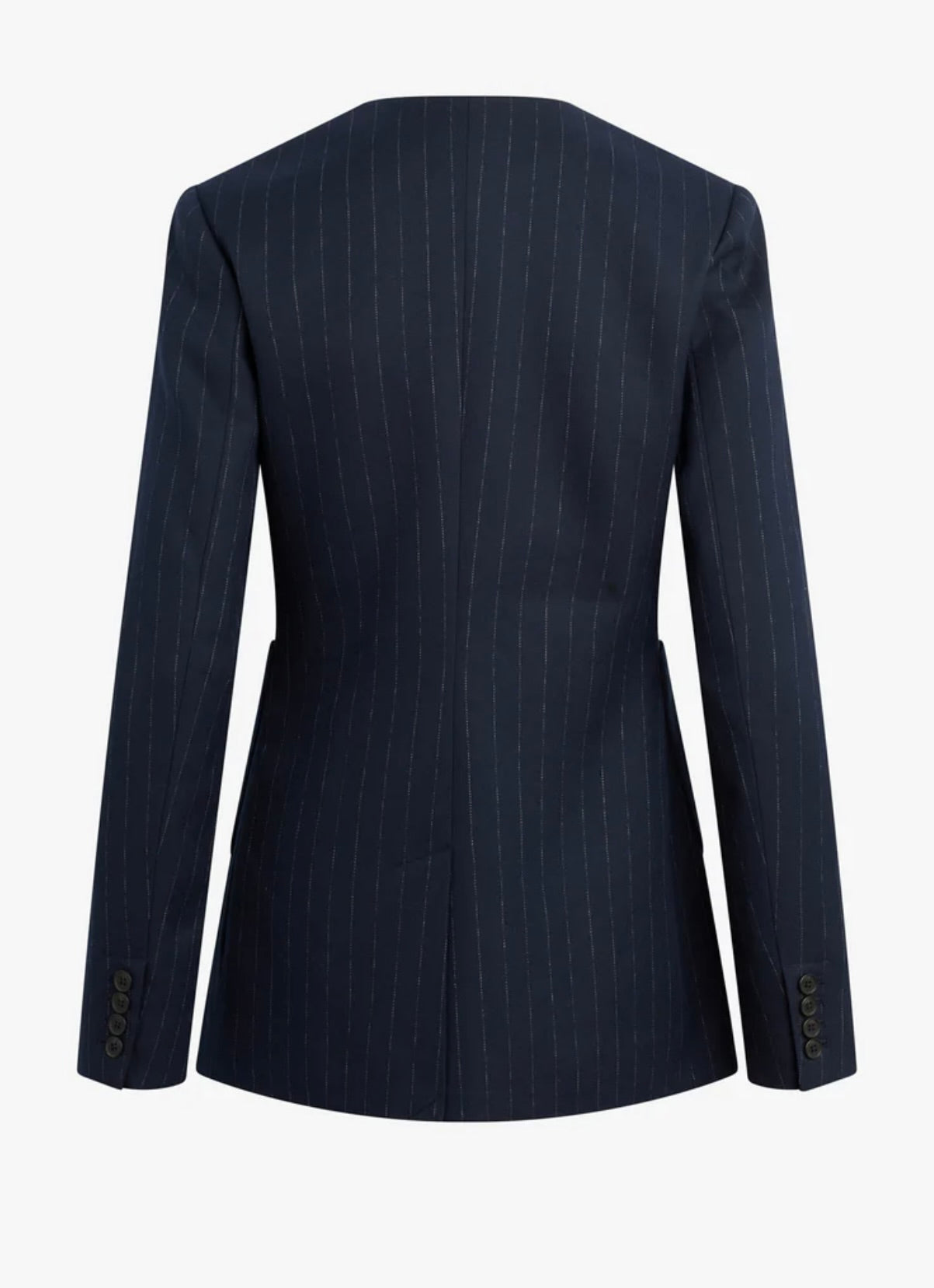 ‌Navy Pinstripe Sculpted Blazer