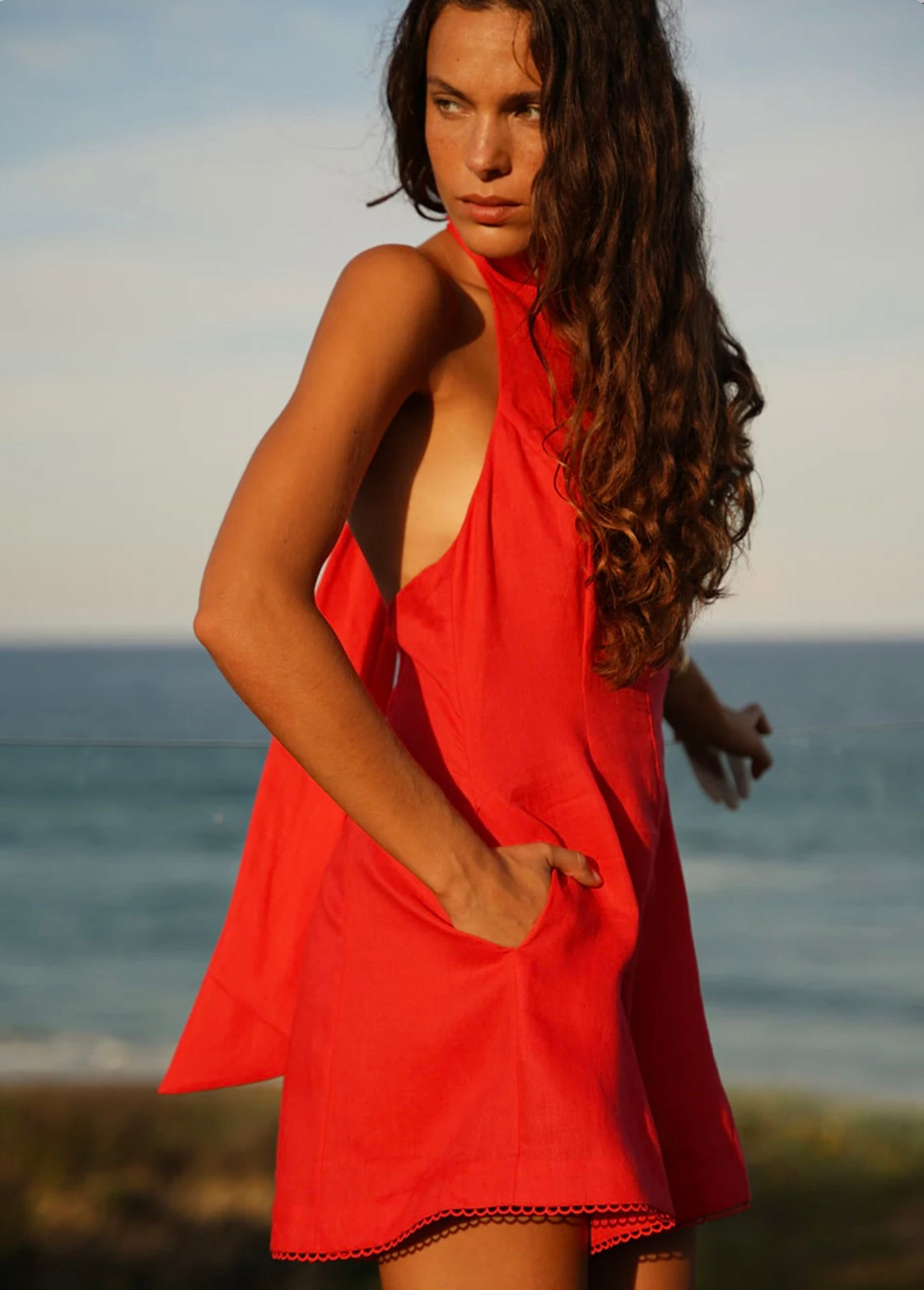 ‌Low-Back Lace-Trim One-Piece