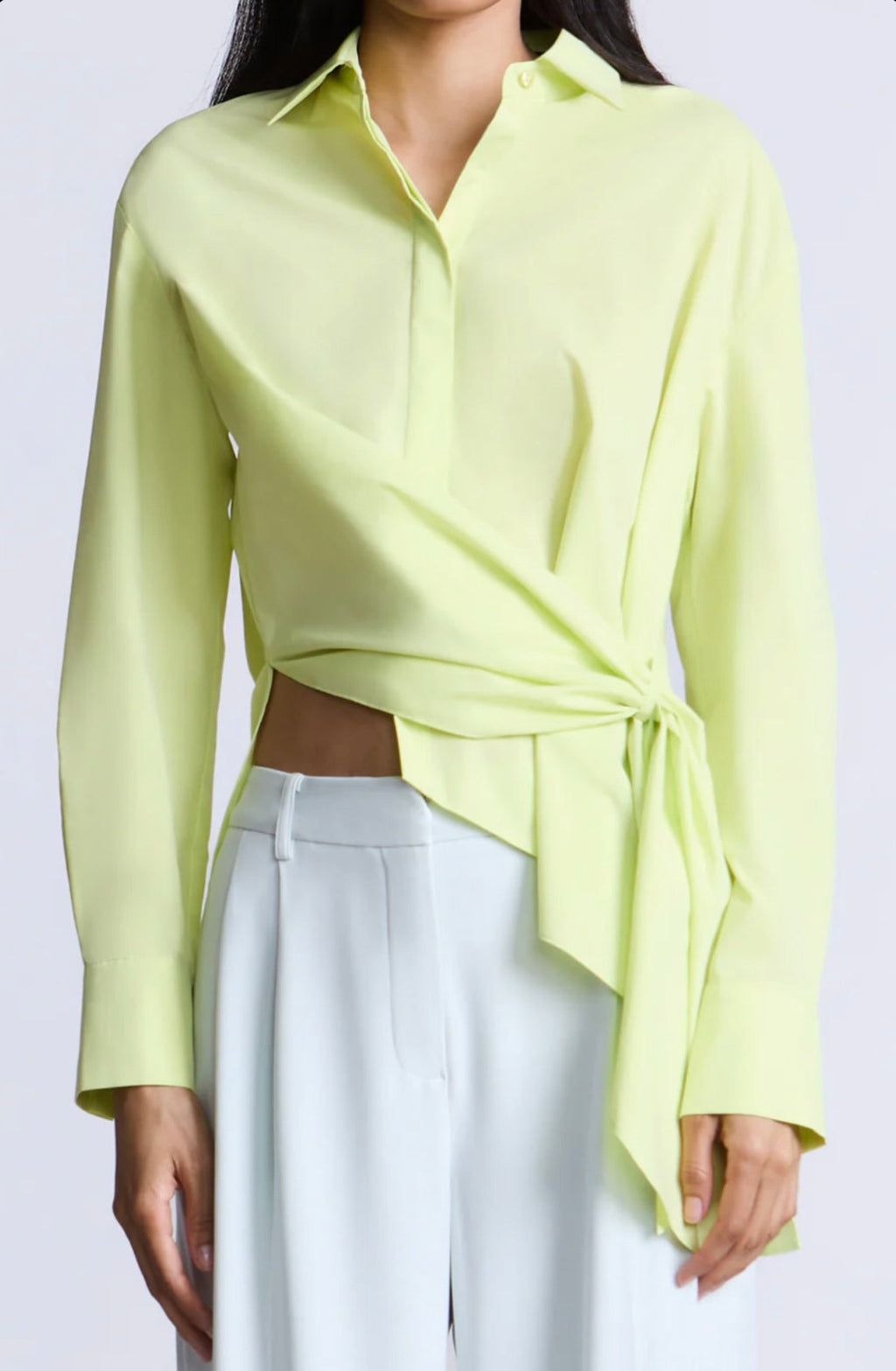 Cotton-Polyester Classic-Collar Wrap Shirt