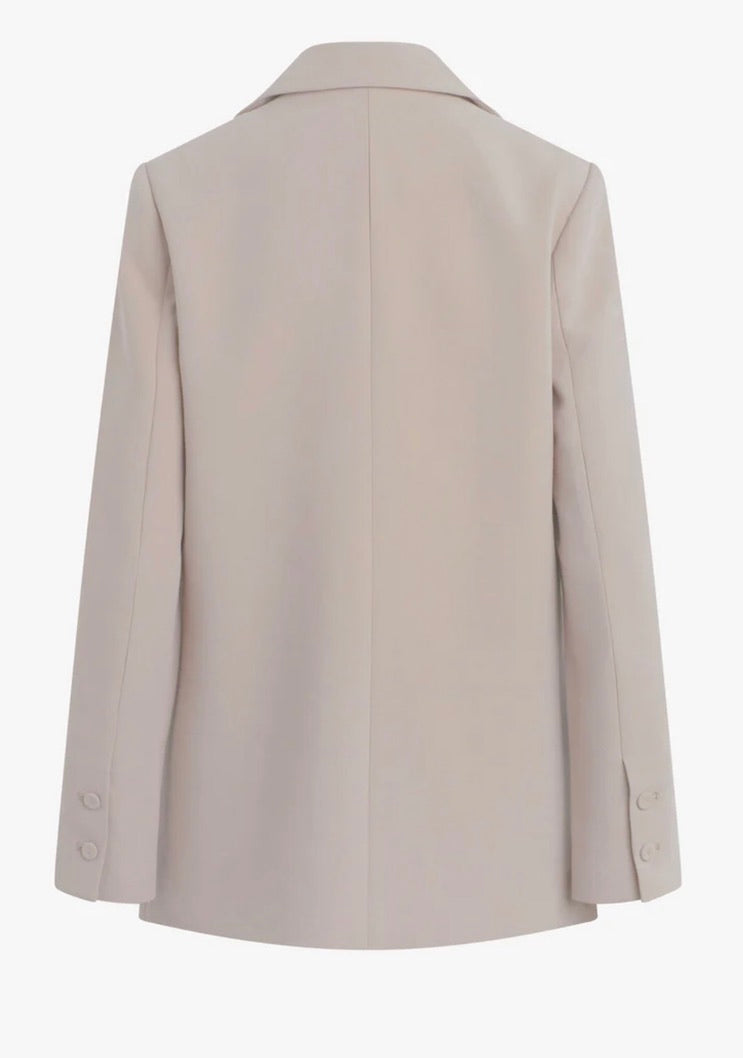 ‌Soft Taupe Covered Button Blazer