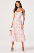 Pink Floral Lace Bow Dress