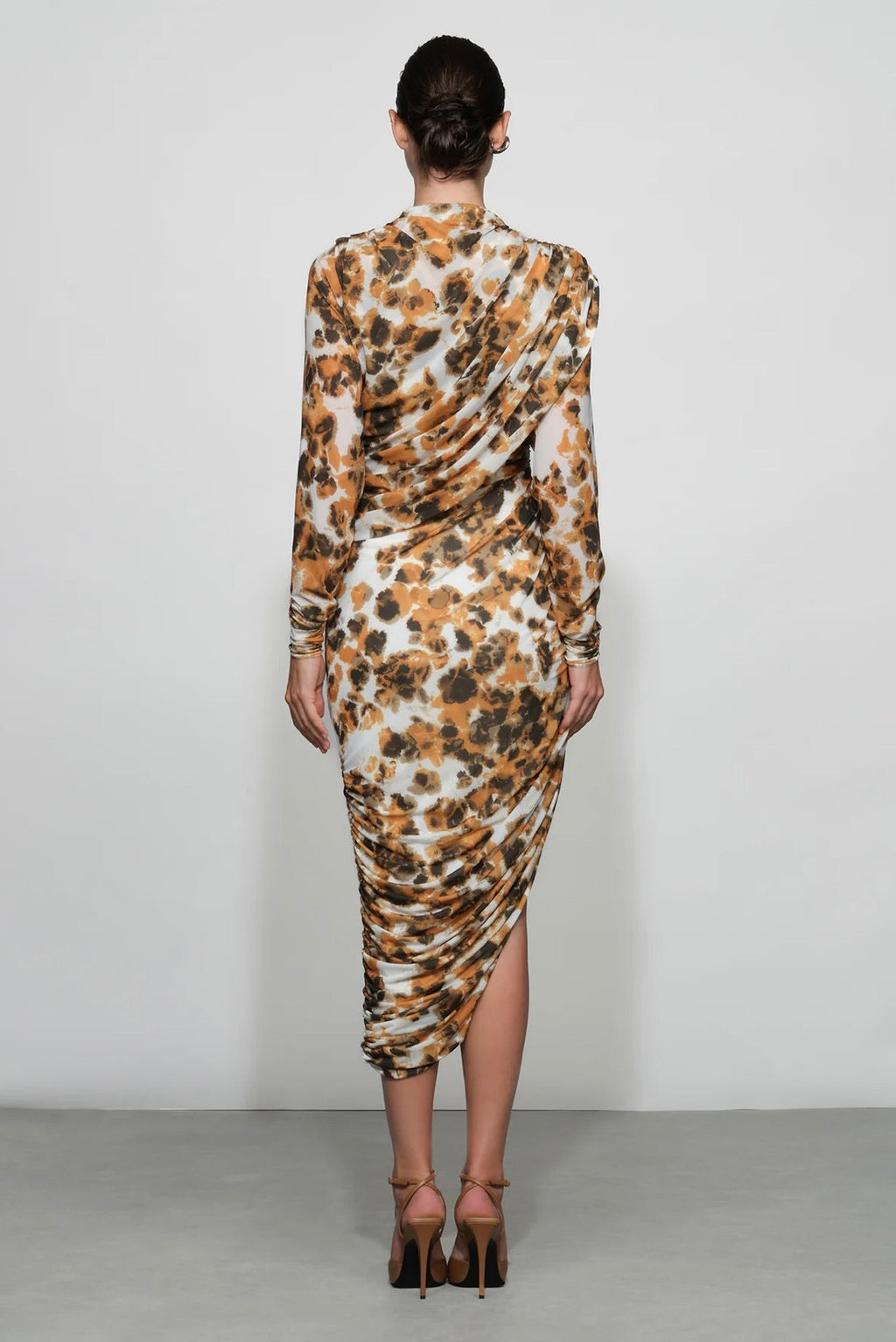 Pullover Long-Sleeve Fully-Lined Artistic Brushstroke Gown