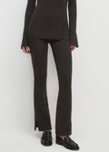 Charcoal High-Rise Rib-Knit Pull-On Pants