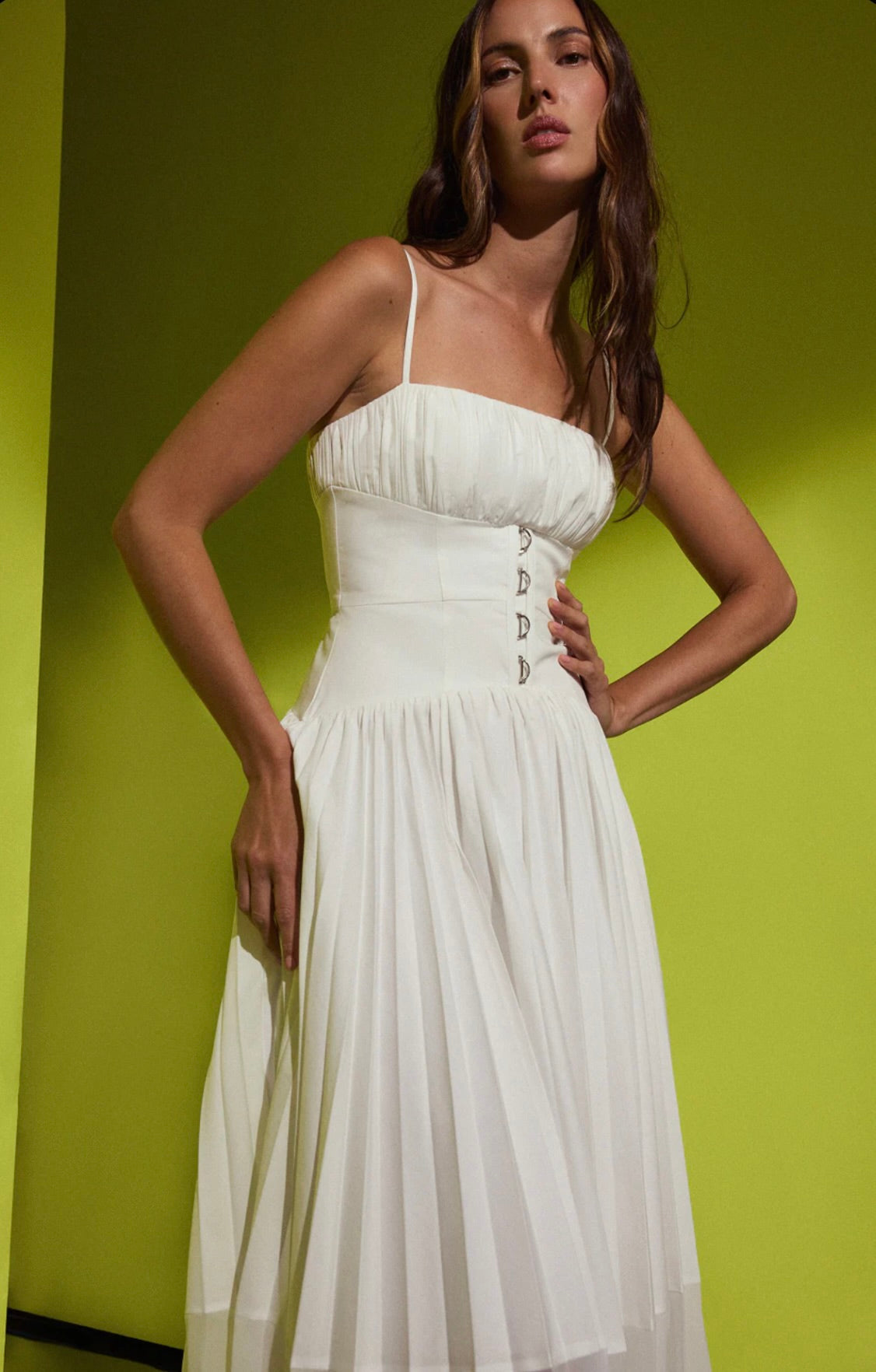 Breathable Cotton Draped Sleeveless Midi Dress