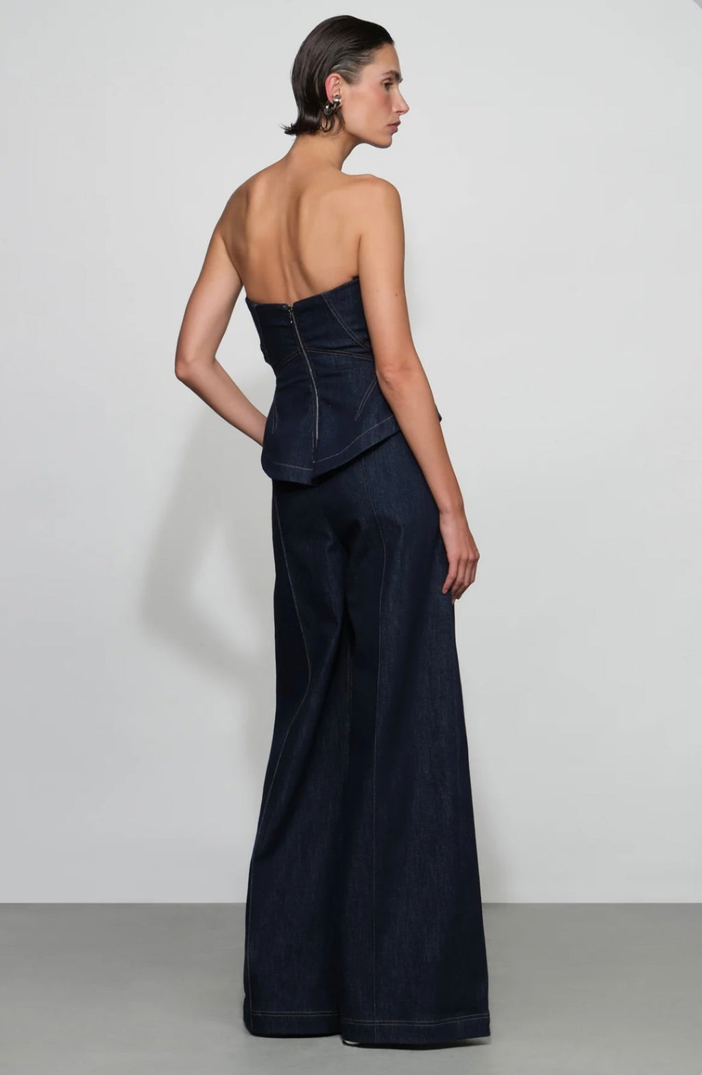‌Strapless Corset Denim One-Piece