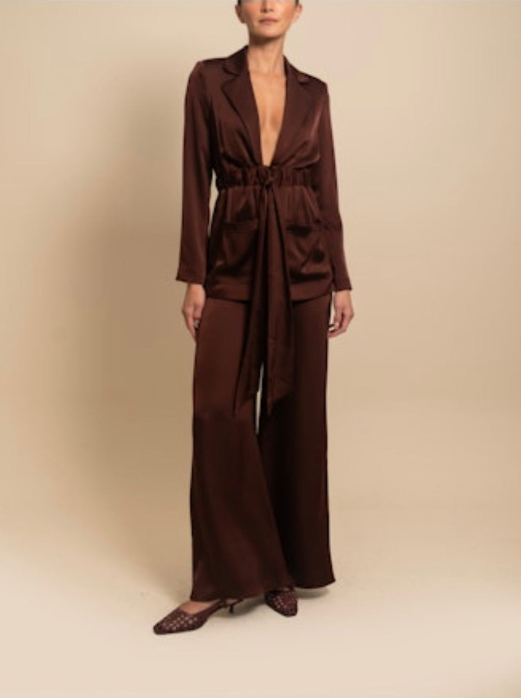 Luxe Satin High-Rise Wide-Leg Pants