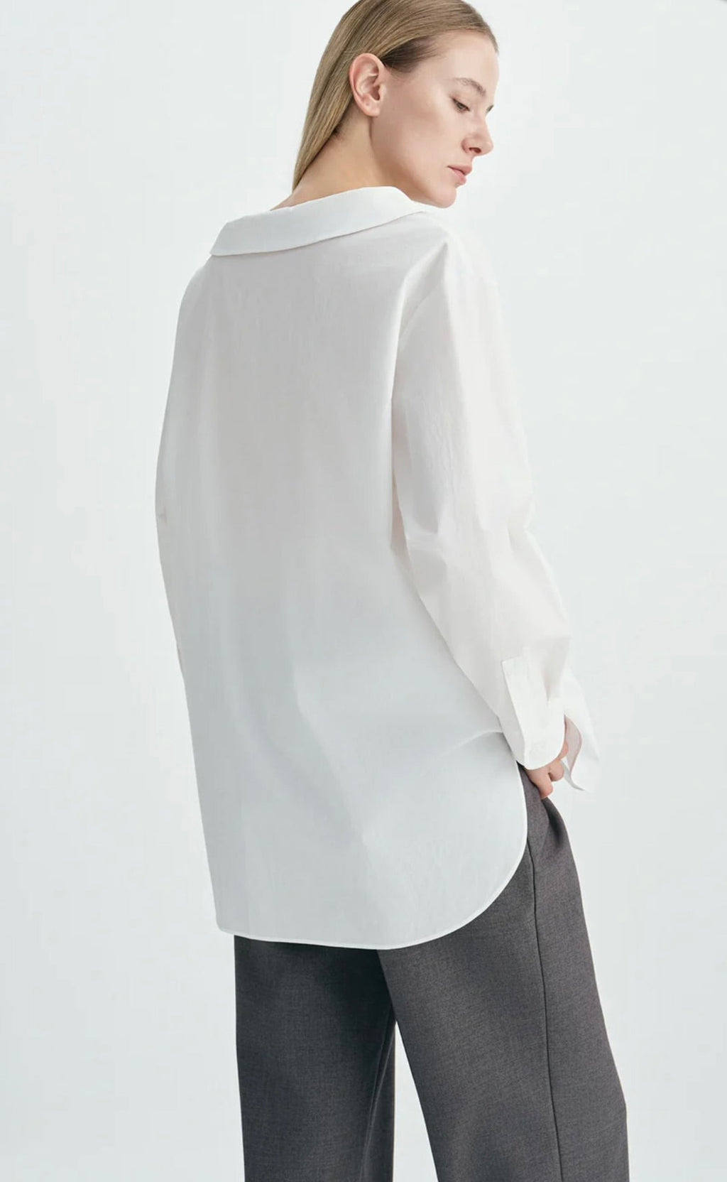 White Asymmetric-Collar Cotton Shirt