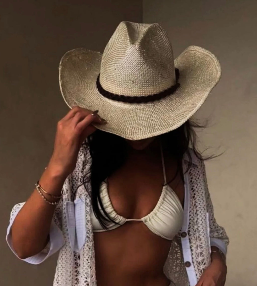 Velcro-Adjustable Wide-Brim Sisal Hat