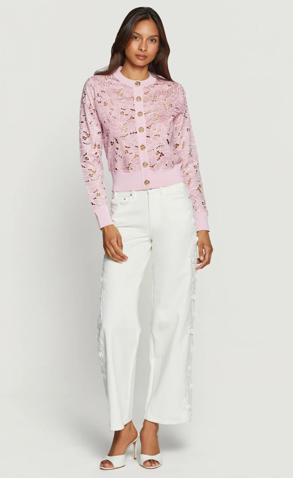 White Mid-Rise Elastic Waist Straight-Leg Denim