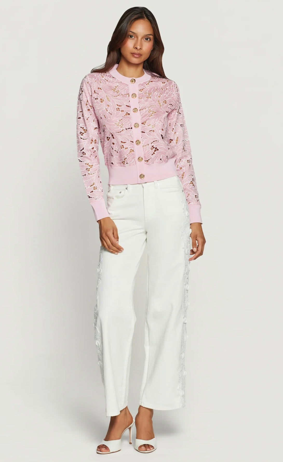 White Mid-Rise Elastic Waist Straight-Leg Denim