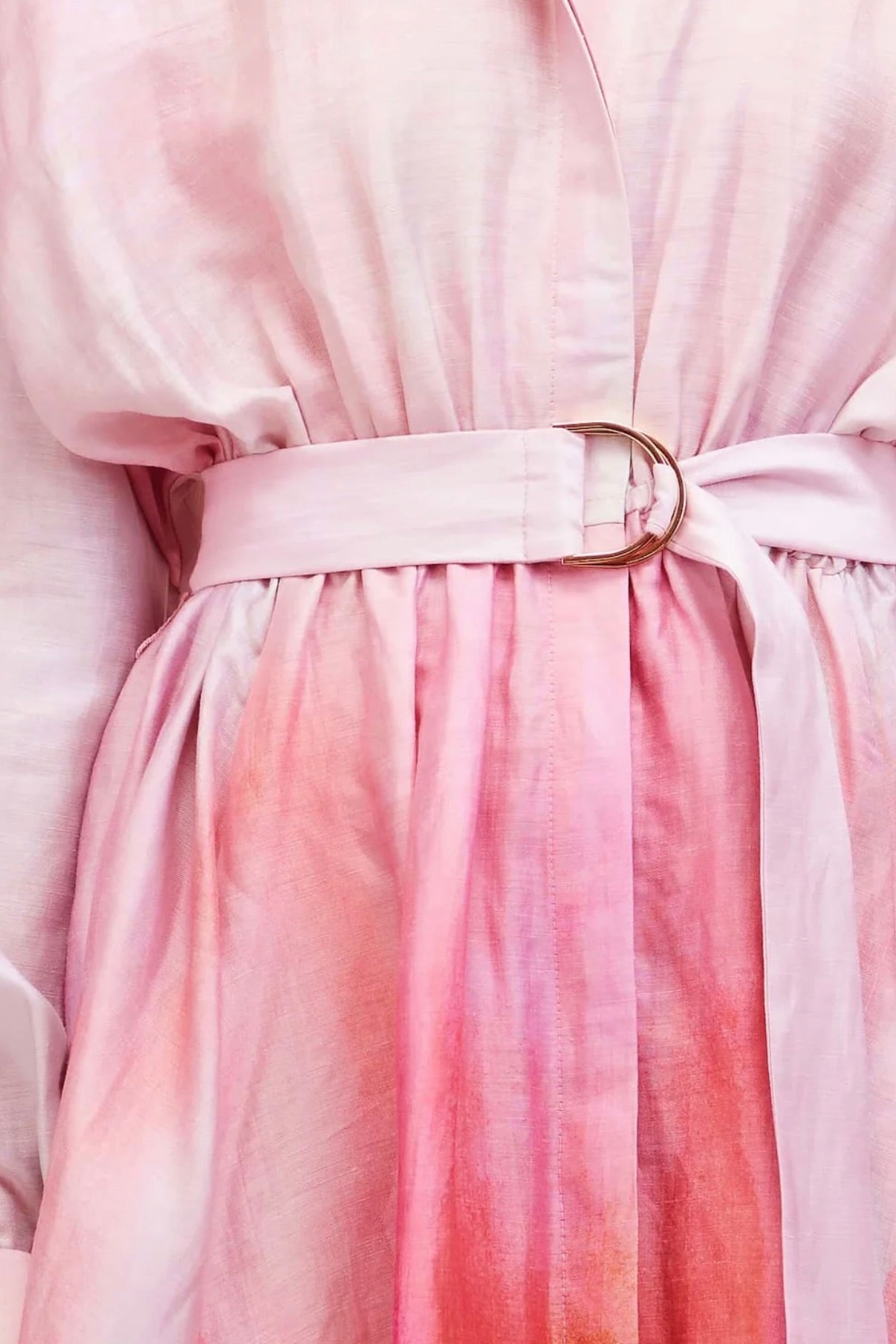 Concealed Gold-Button Front Placket Gown