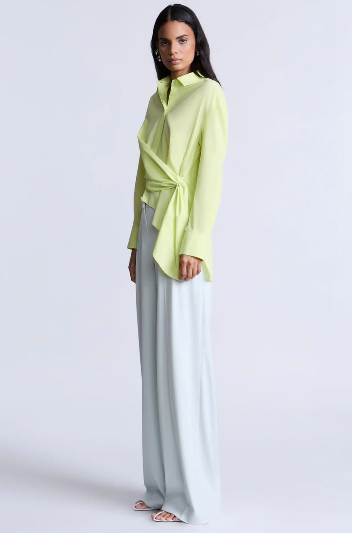 Cotton-Polyester Classic-Collar Wrap Shirt