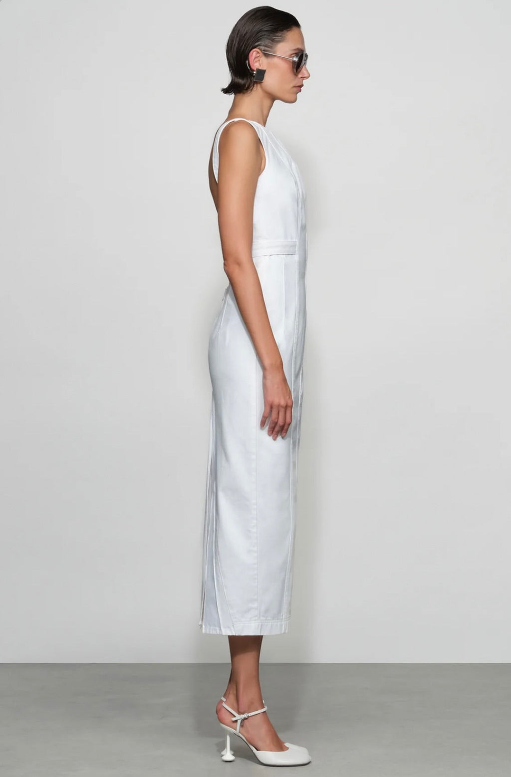 White Architectural Denim Midi