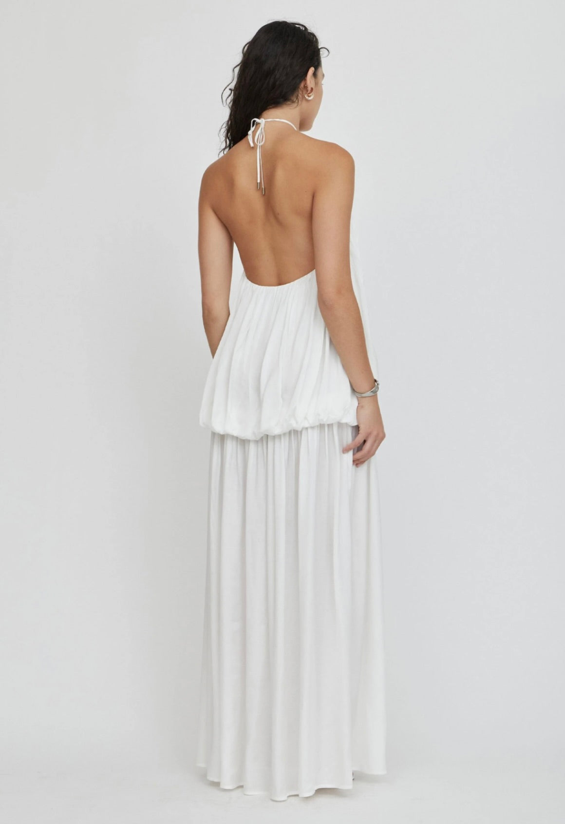 Cloud Halter Maxi Dress with Billowing Silhouette & Scooped Back